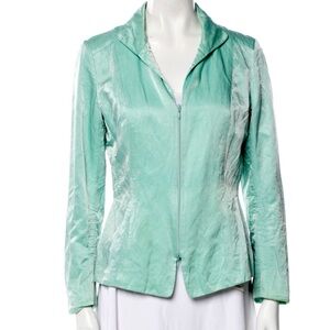 Lafayette 148 New York Metallic Dewdrop Jacket Green Metallic Sheen S